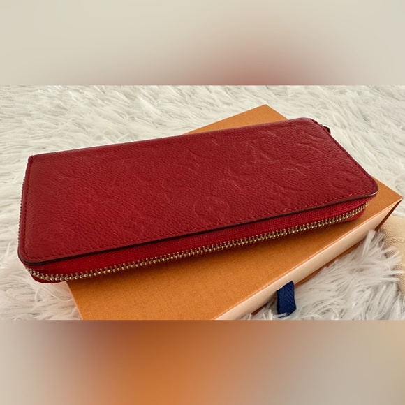 Authentic Louis Vuitton Empreinte Portefeuille Clemence Red Leather Wallet - Picture 14 of 15